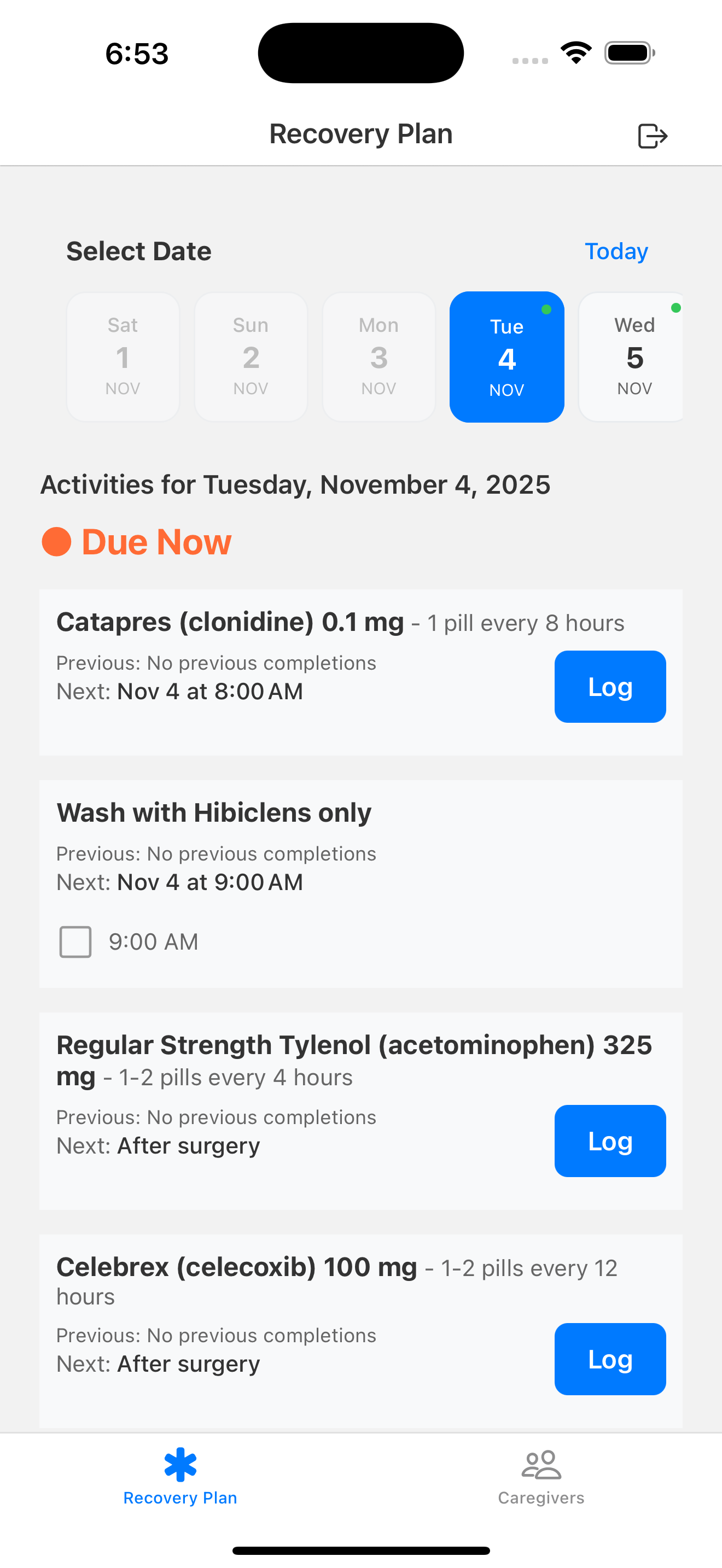 Timeline with tasks